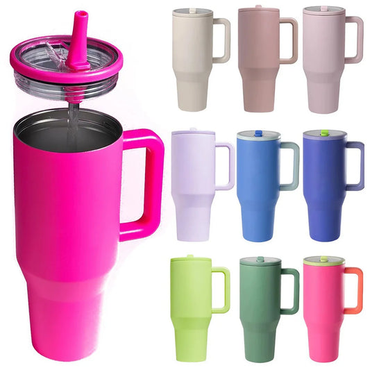 tumbler Straw Lid Stainless Steel Vacuum Insulated Car Mug Double Wall Thermal Iced Travel Mug Cup