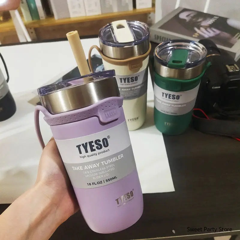 Thermos Water Bottle with Straw Car Coffee Mug